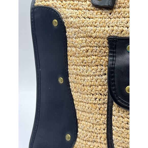 Michael‎ Kors Vintage Leather and Wicker Braided Straw Woven Shoulder Bag - Picture 6 of 16